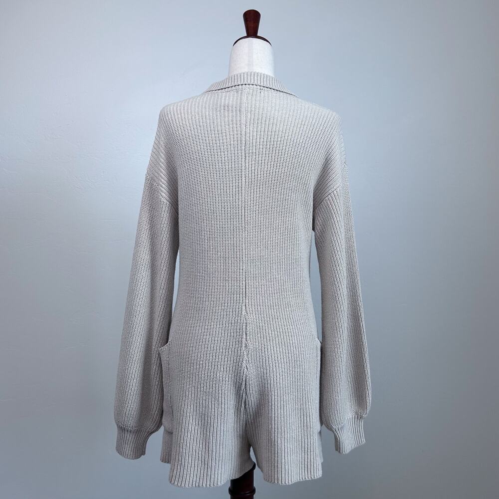 Blue Blush Cotton Blend Knit Fishermen Coastal Beige Polo Henley Romper MEDIUM - Picture 7 of 11